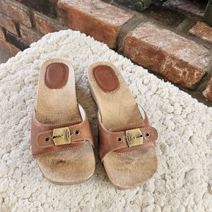 Dr. Scholl's by Re/Done leather and wood clog